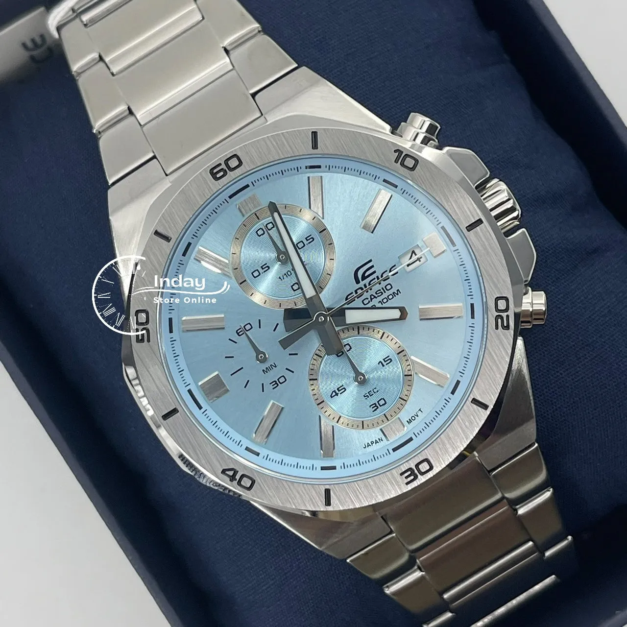 Casio Edifice  Men's Watch EFV-640D-2B Mineral Glass Stainless Steel Band