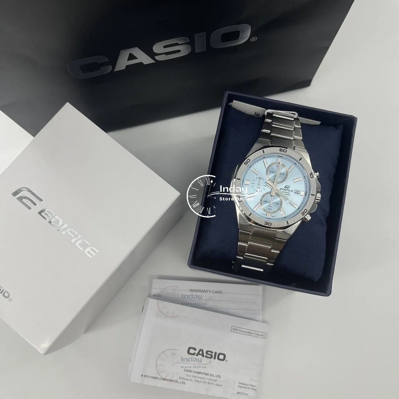 Casio Edifice  Men's Watch EFV-640D-2B Mineral Glass Stainless Steel Band