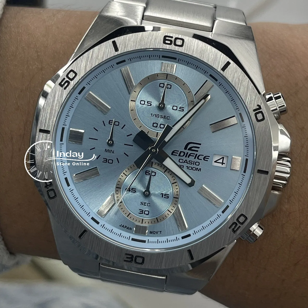 Casio Edifice  Men's Watch EFV-640D-2B Mineral Glass Stainless Steel Band