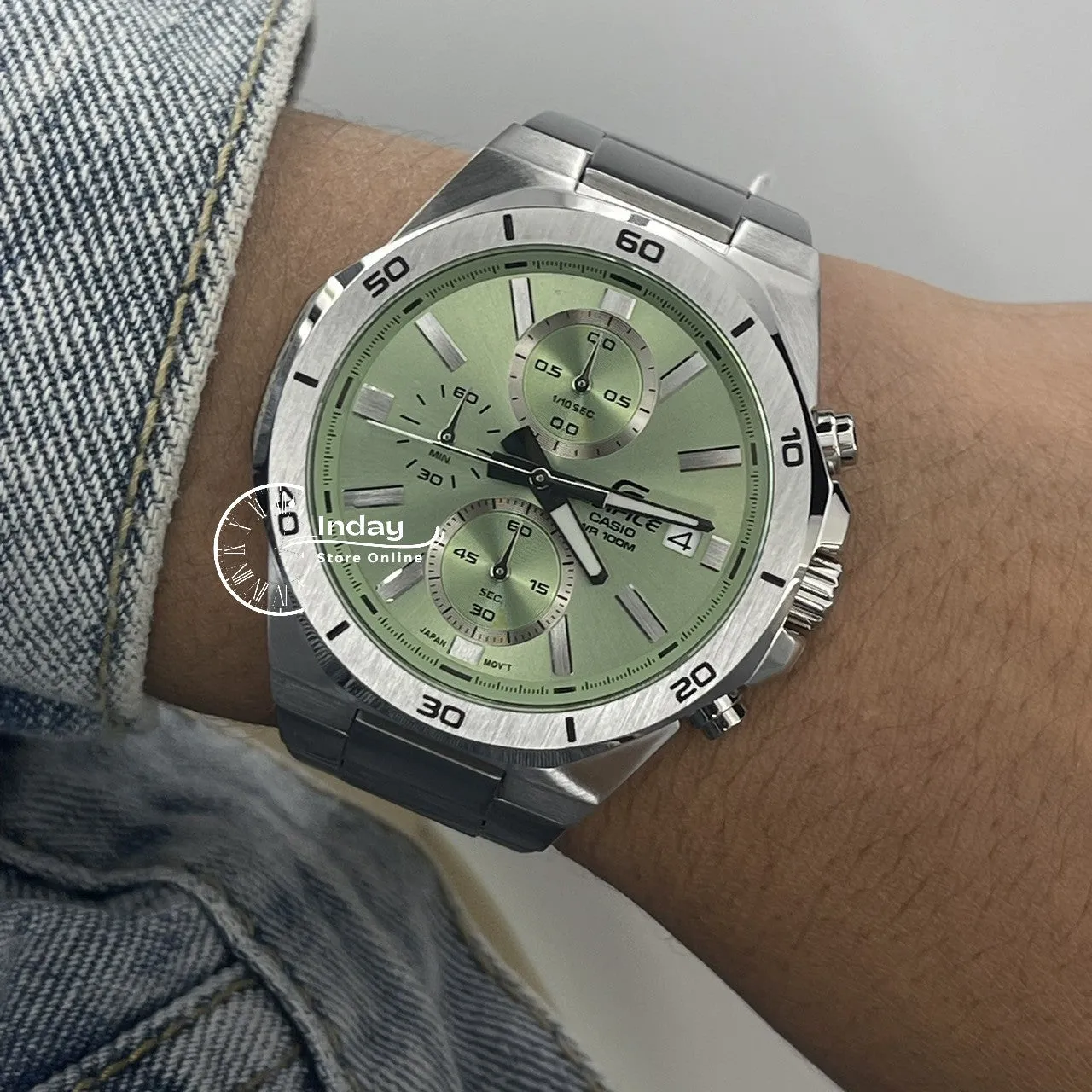 Casio Edifice  Men's Watch EFV-640D-3A Mineral Glass Stainless Steel Band