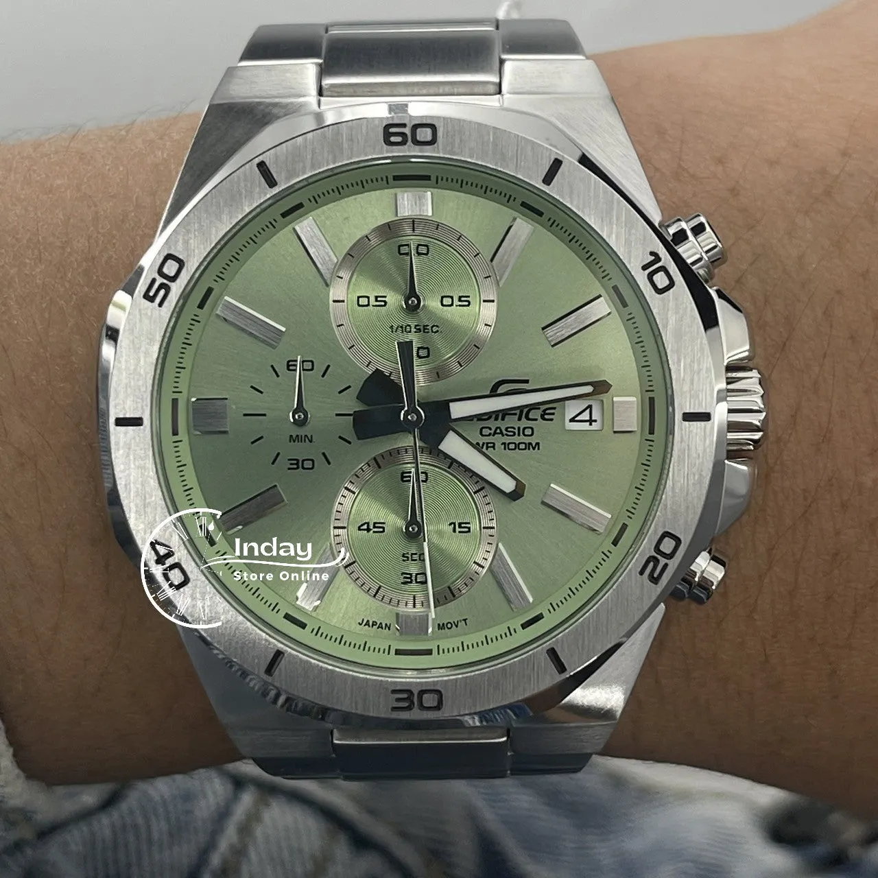 Casio Edifice  Men's Watch EFV-640D-3A Mineral Glass Stainless Steel Band