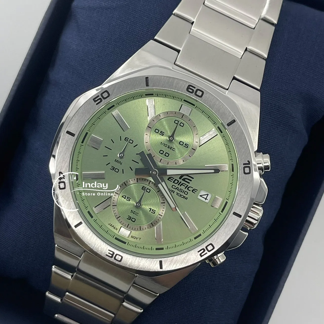 Casio Edifice  Men's Watch EFV-640D-3A Mineral Glass Stainless Steel Band