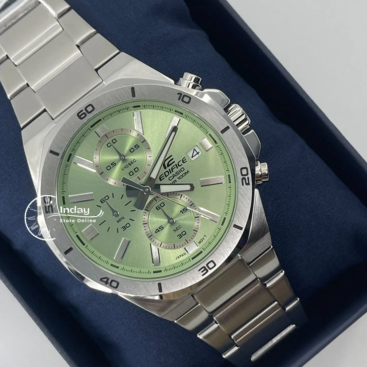 Casio Edifice  Men's Watch EFV-640D-3A Mineral Glass Stainless Steel Band