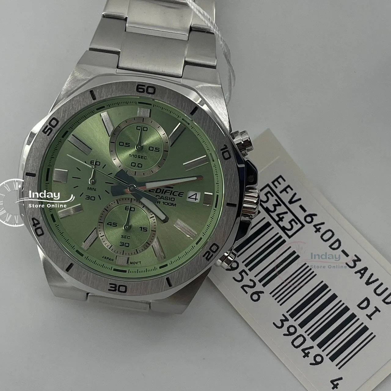 Casio Edifice  Men's Watch EFV-640D-3A Mineral Glass Stainless Steel Band