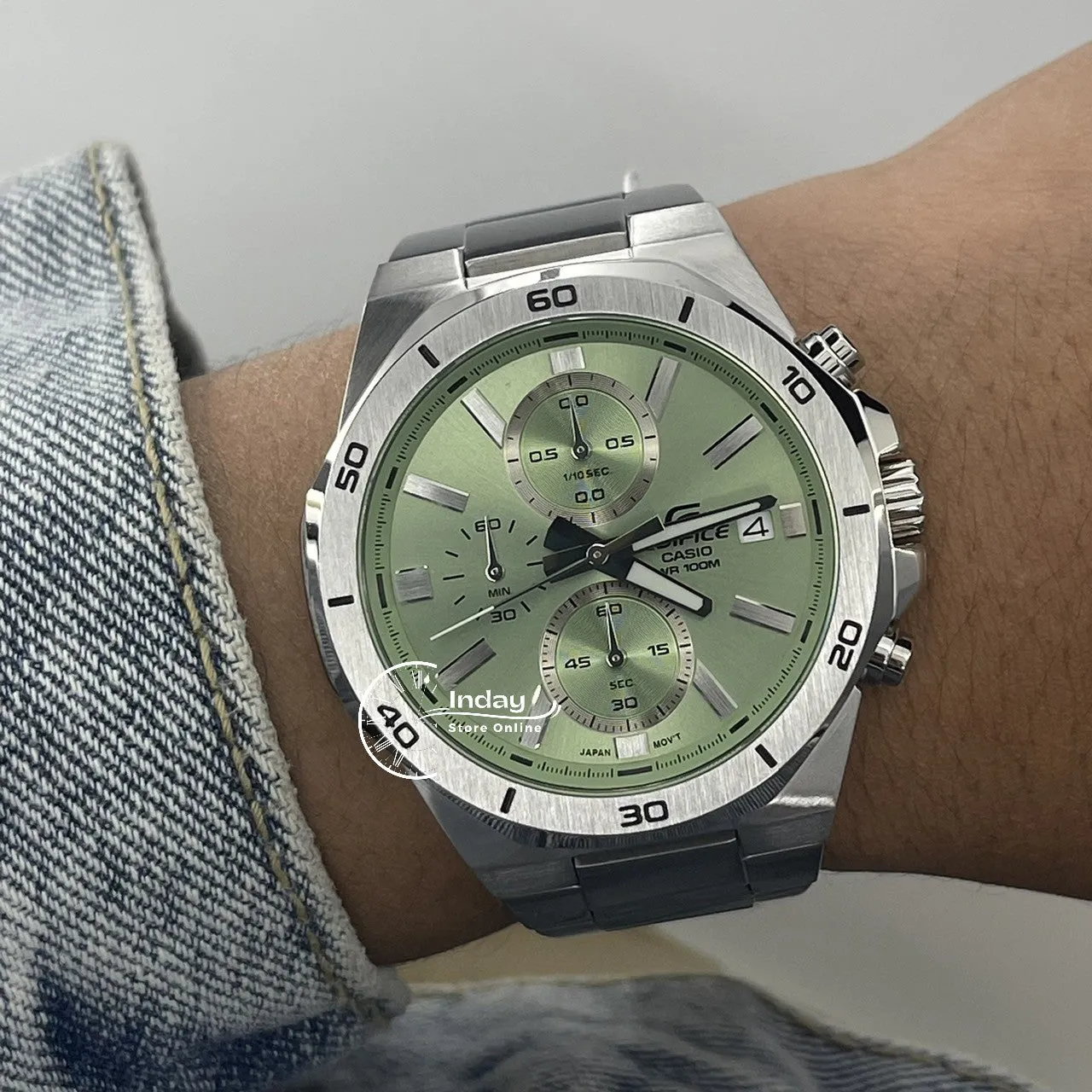 Casio Edifice  Men's Watch EFV-640D-3A Mineral Glass Stainless Steel Band