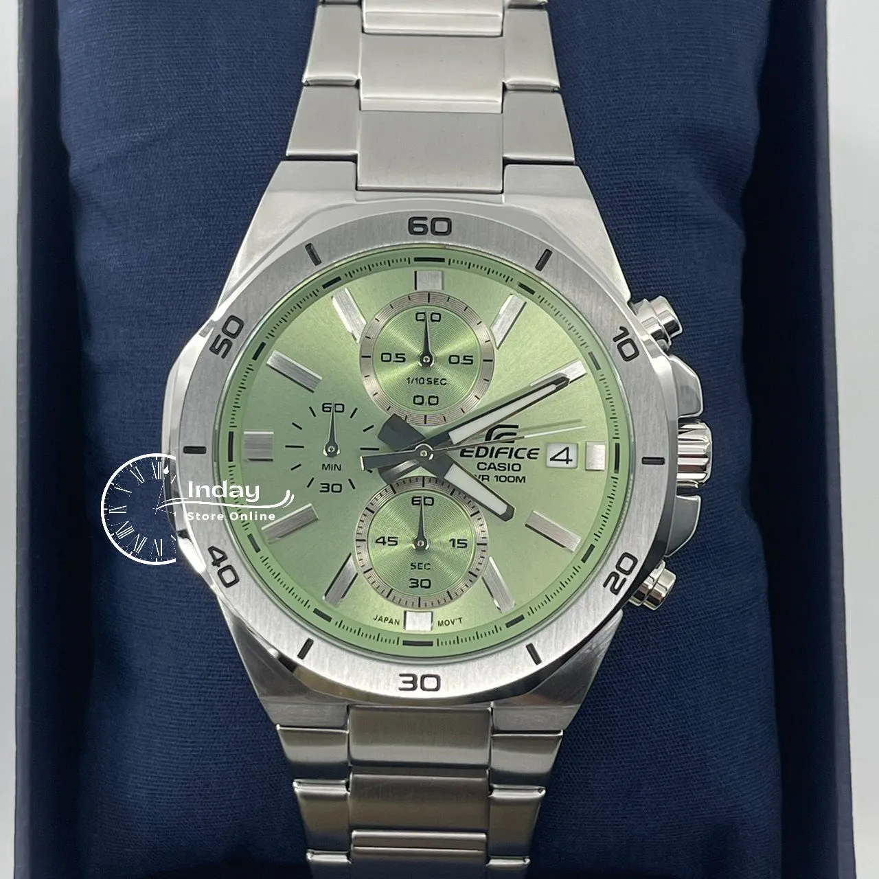 Casio Edifice  Men's Watch EFV-640D-3A Mineral Glass Stainless Steel Band
