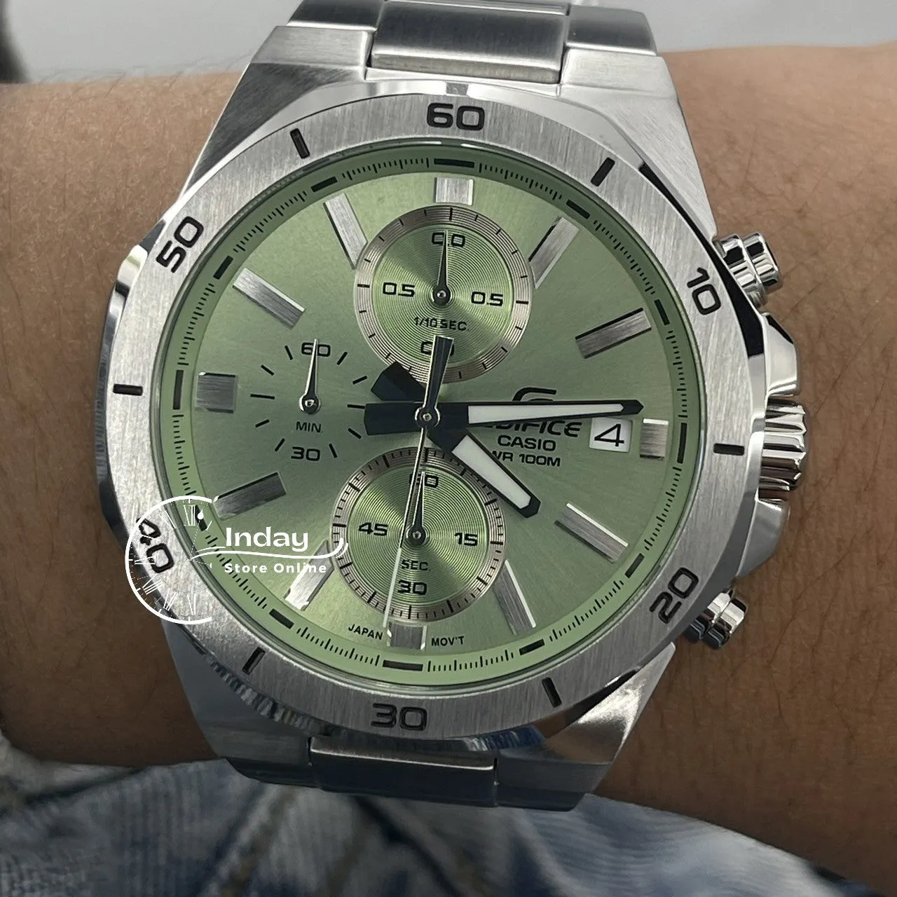 Casio Edifice  Men's Watch EFV-640D-3A Mineral Glass Stainless Steel Band