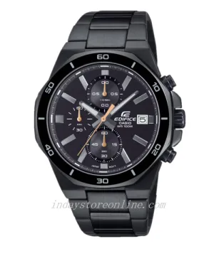 Casio Edifice  Men's Watch EFV-640DC-1A Mineral Glass Stainless Steel Black ion Plated Band