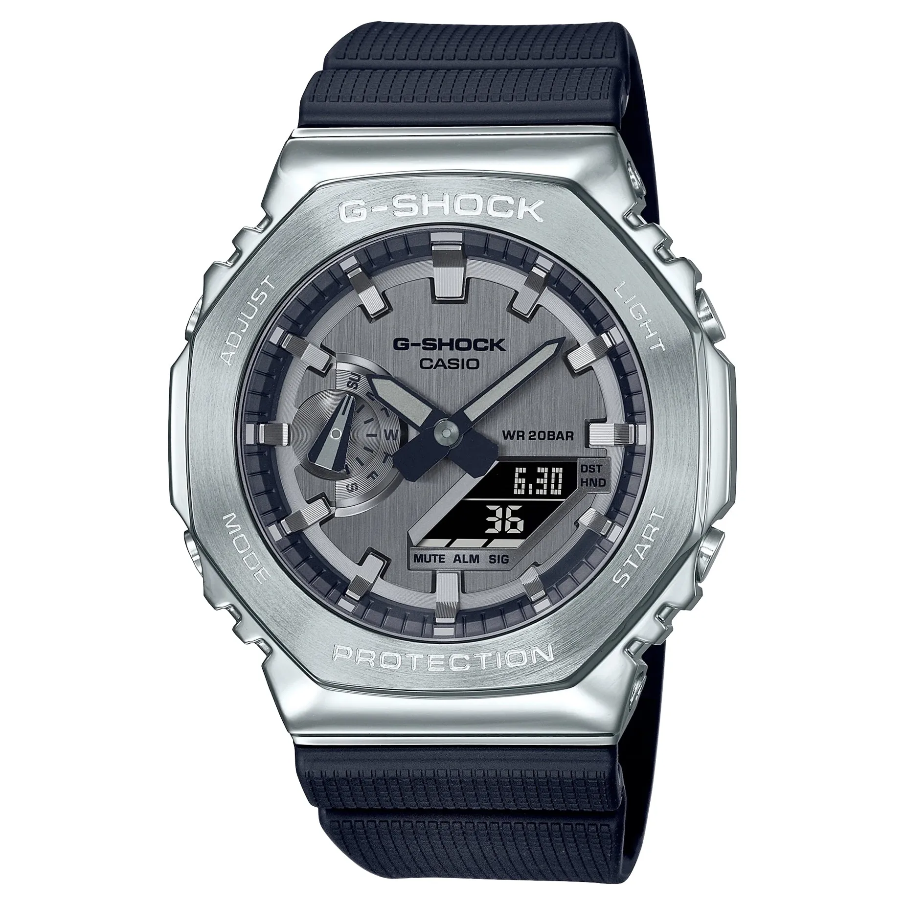 Casio G-Shock Black Steel Bezel CasiOak GM2100-1A GM2100 Series Watch