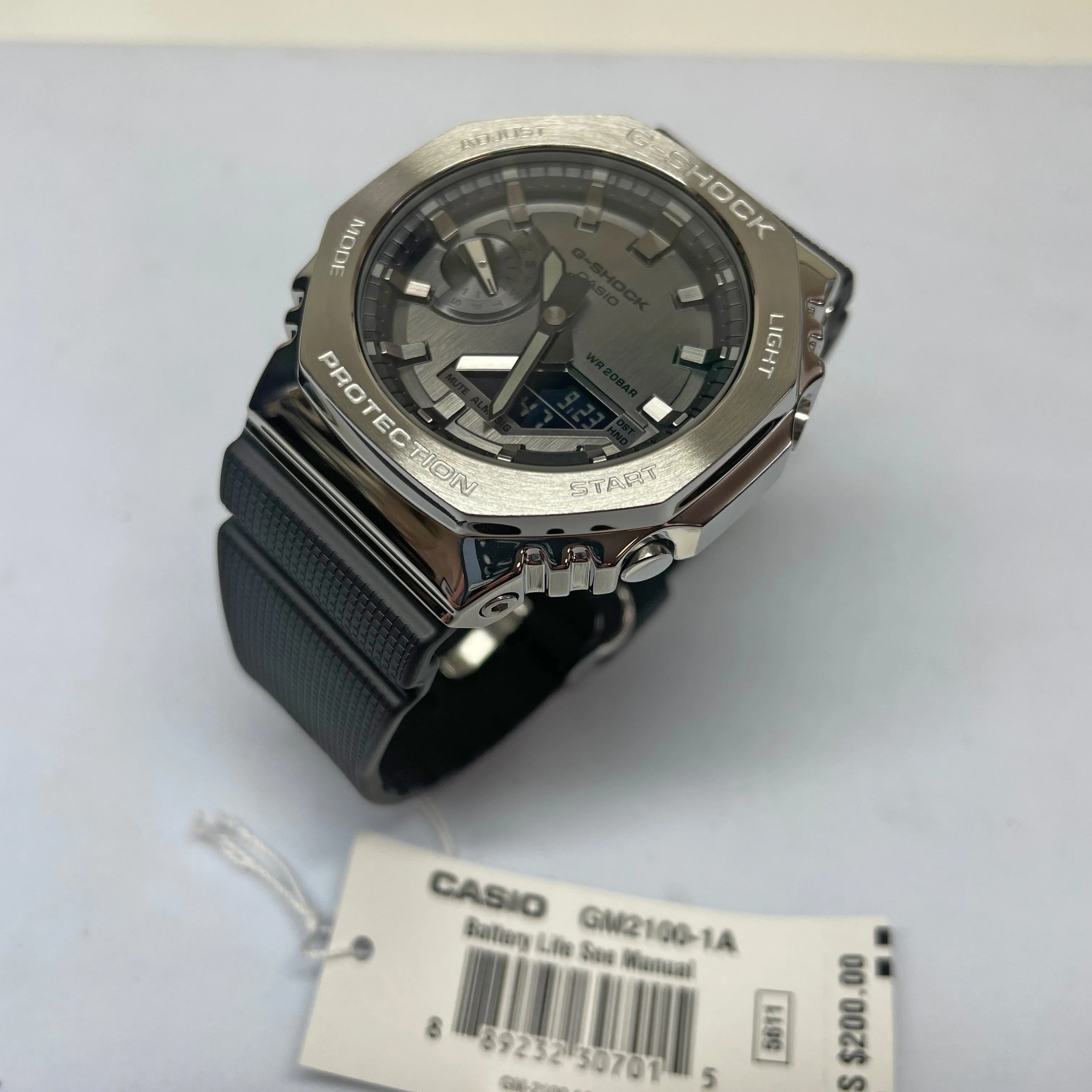 Casio G-Shock Black Steel Bezel CasiOak GM2100-1A GM2100 Series Watch