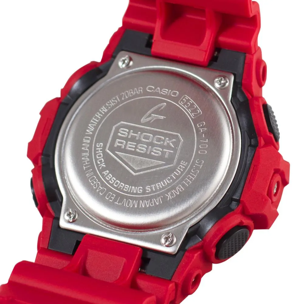 Casio G-Shock Red Black Analog-Digital Mens Watch GA700-4A