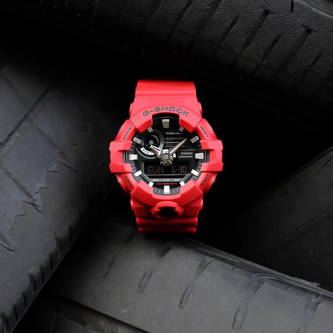 Casio G-Shock Red Black Analog-Digital Mens Watch GA700-4A