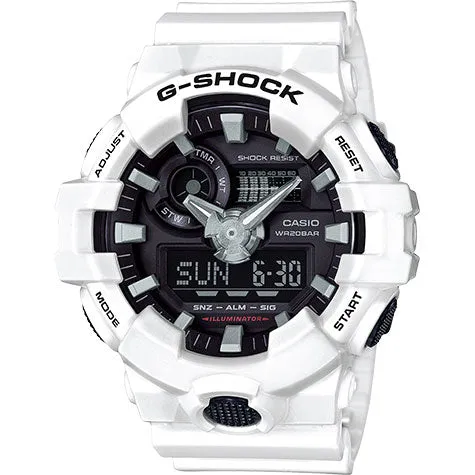 Casio G-Shock White Black Analog-Digital Mens Watch GA700-7A