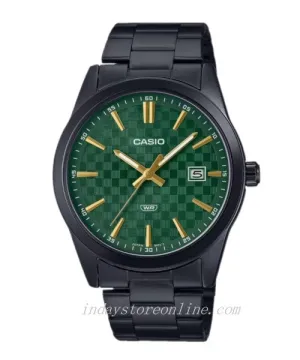 Casio Men's Watch MTP-VD03B-3A Black Color Stainless Steel Band Triple-fold Clasp Mineral Glass