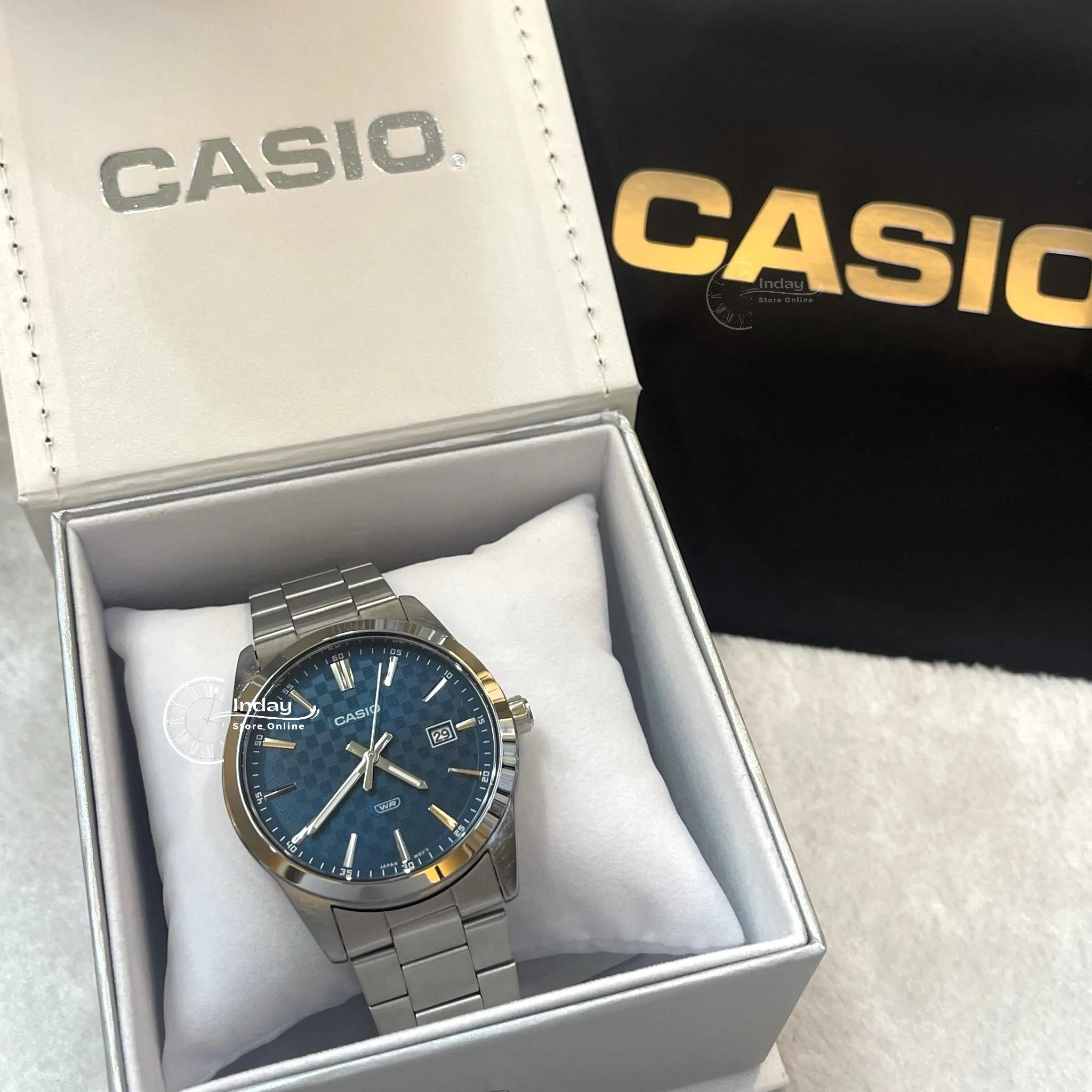 Casio Men's Watch MTP-VD03D-2A2 Stainless Steel Band Triple-fold Clasp Mineral Glass