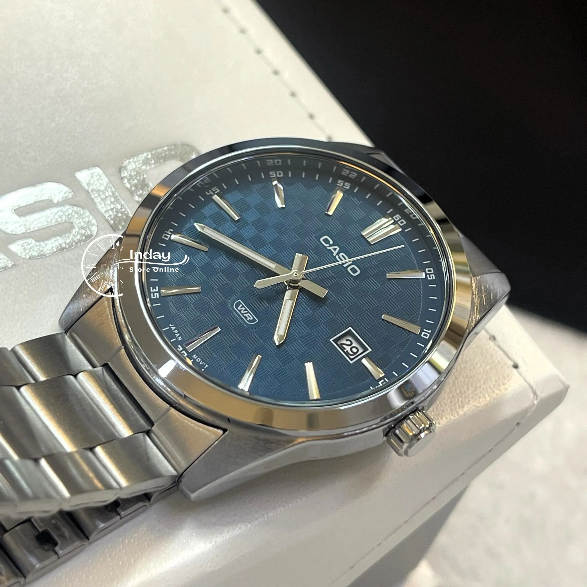Casio Men's Watch MTP-VD03D-2A2 Stainless Steel Band Triple-fold Clasp Mineral Glass