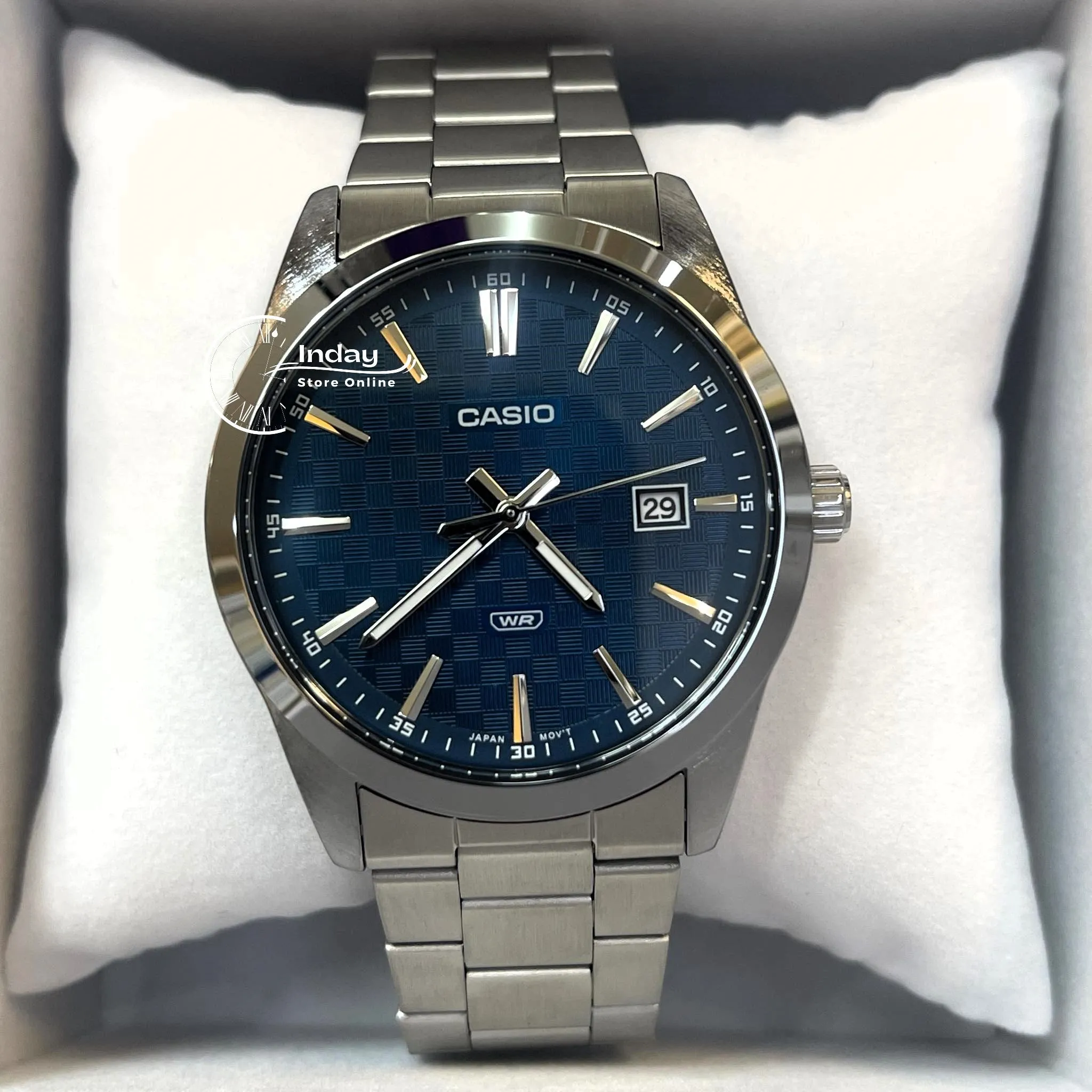 Casio Men's Watch MTP-VD03D-2A2 Stainless Steel Band Triple-fold Clasp Mineral Glass