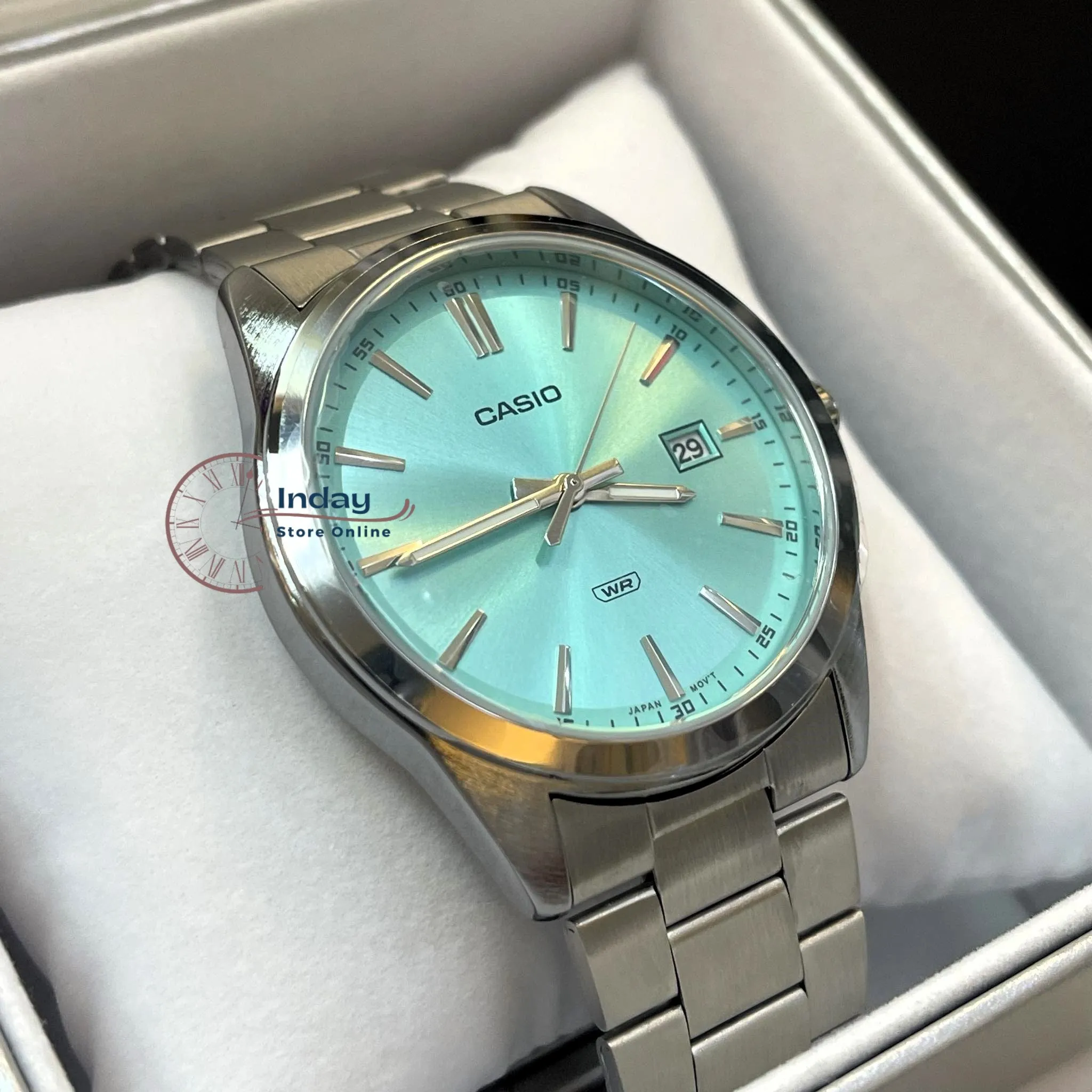 Casio Men's Watch MTP-VD03D-2A3 Stainless Steel Band Triple-fold Clasp Mineral Glass