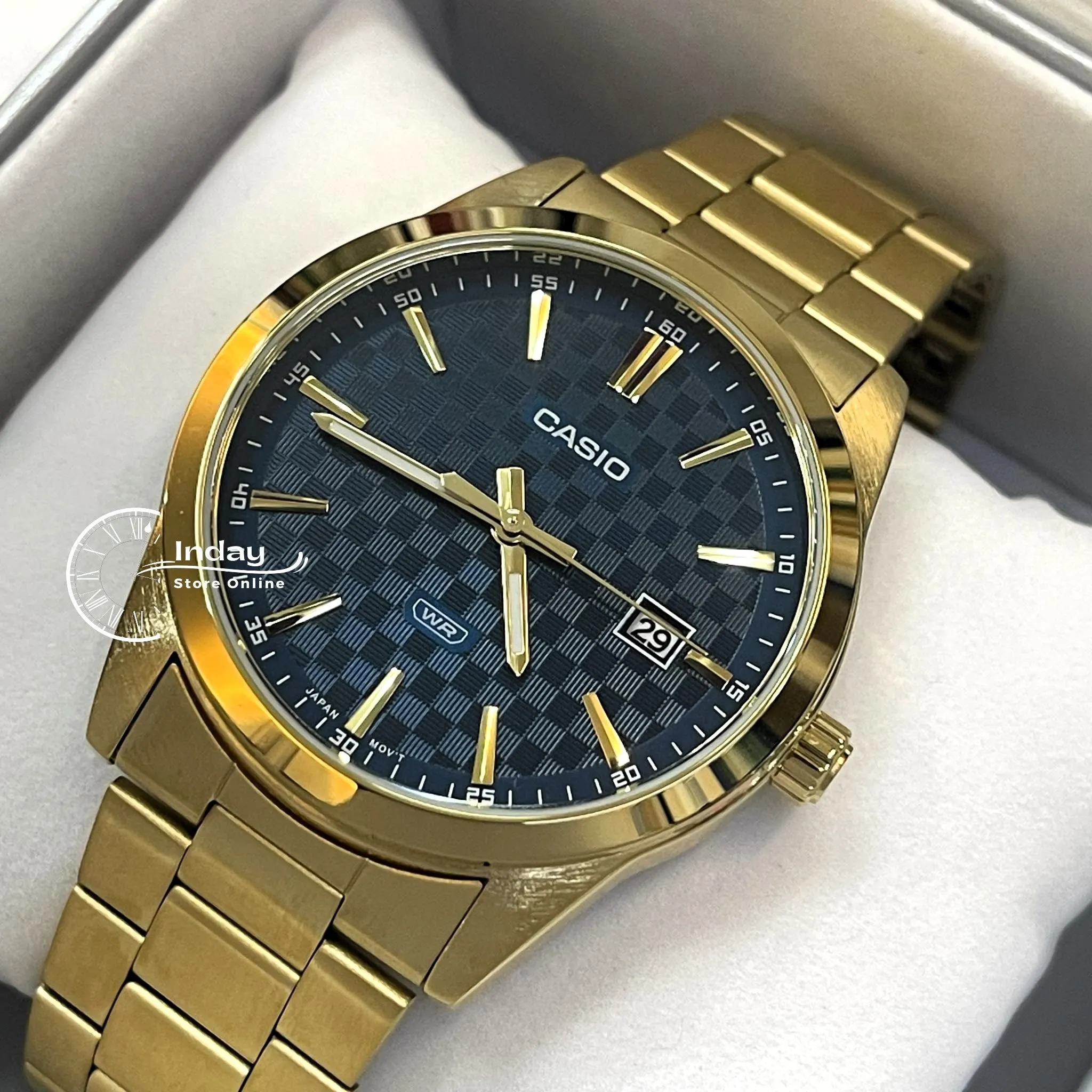 Casio Men's Watch MTP-VD03G-2A Stainless Steel Band Triple-fold Clasp Mineral Glass