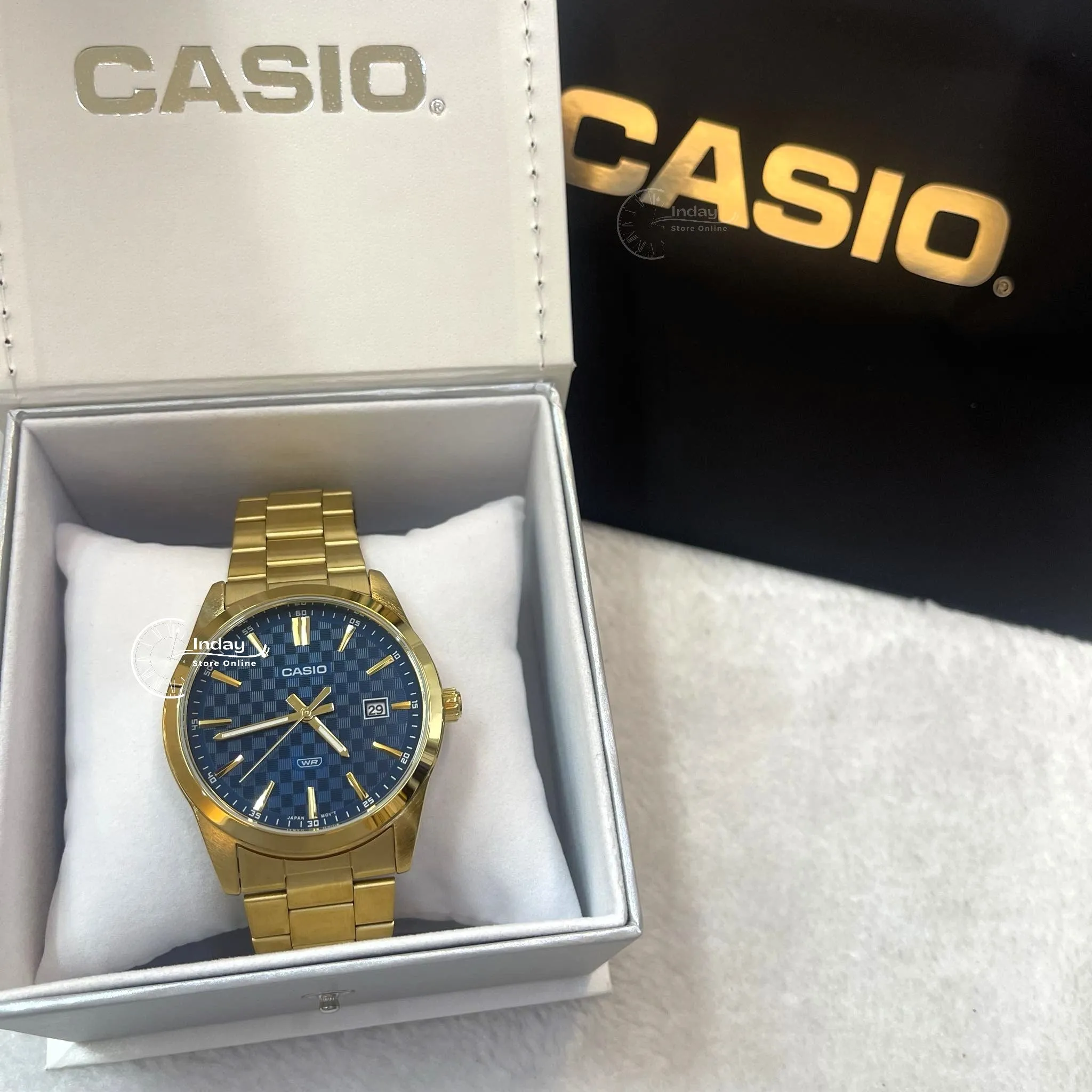 Casio Men's Watch MTP-VD03G-2A Stainless Steel Band Triple-fold Clasp Mineral Glass