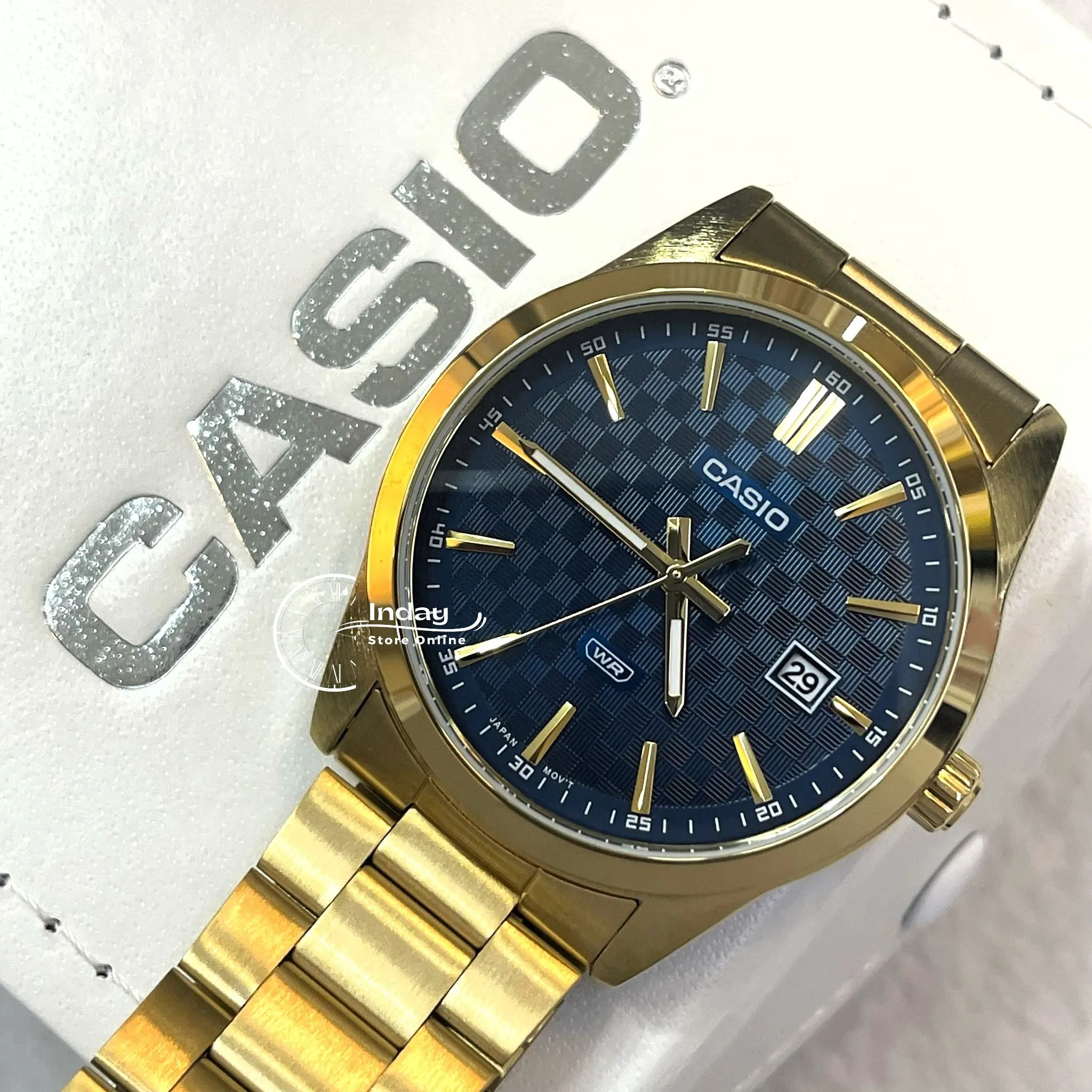 Casio Men's Watch MTP-VD03G-2A Stainless Steel Band Triple-fold Clasp Mineral Glass