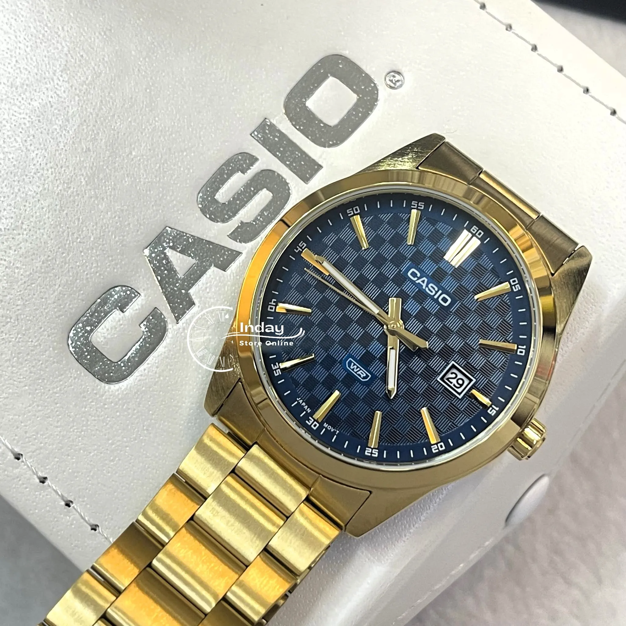 Casio Men's Watch MTP-VD03G-2A Stainless Steel Band Triple-fold Clasp Mineral Glass