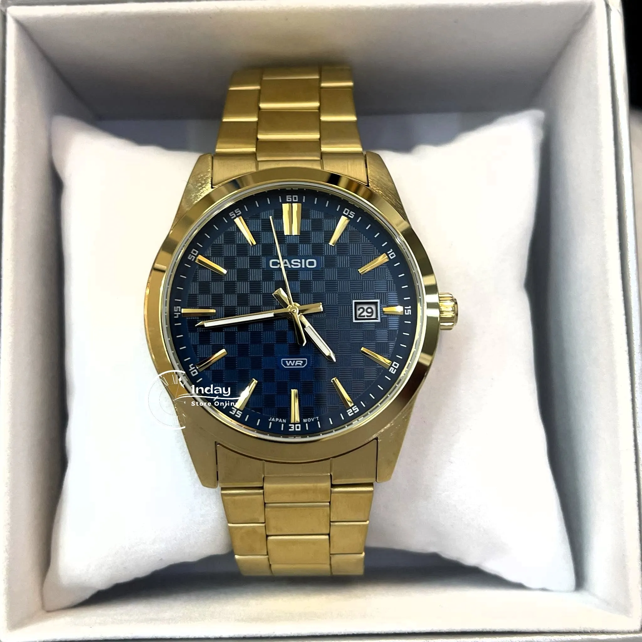 Casio Men's Watch MTP-VD03G-2A Stainless Steel Band Triple-fold Clasp Mineral Glass