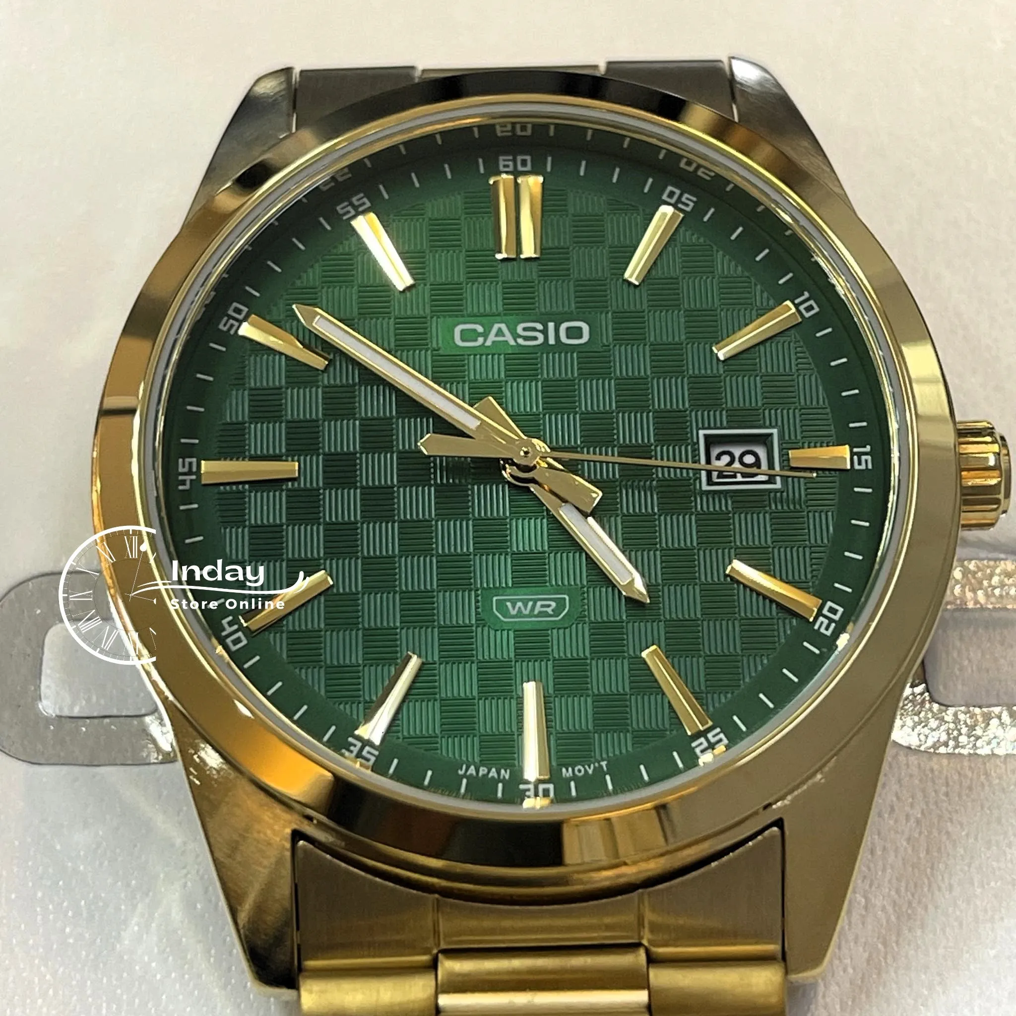 Casio Men's Watch MTP-VD03G-3A Stainless Steel Band Triple-fold Clasp Mineral Glass