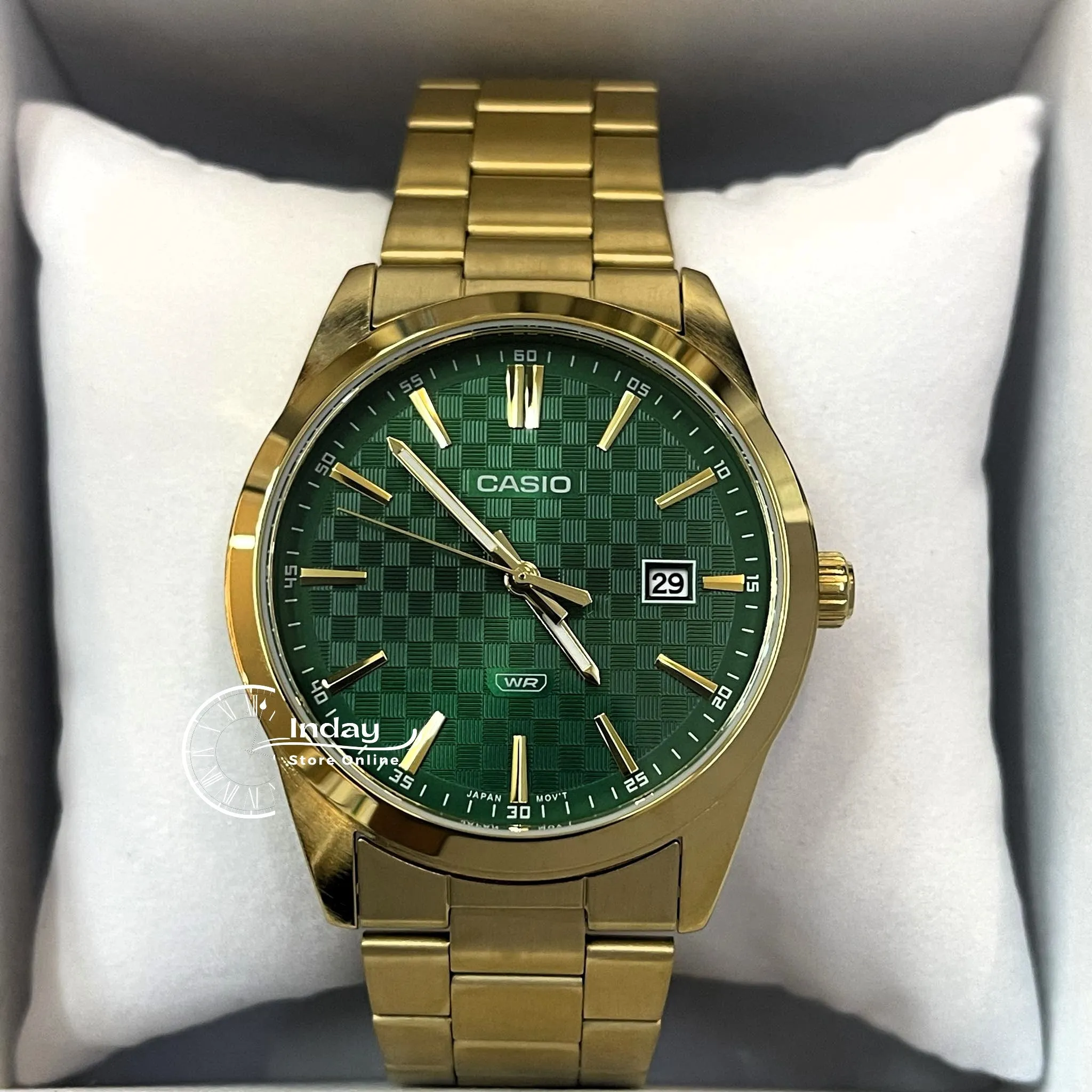 Casio Men's Watch MTP-VD03G-3A Stainless Steel Band Triple-fold Clasp Mineral Glass