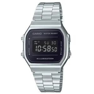 Casio Vintage Collection Silver Black Digital Retro Watch A168WEM-1VT