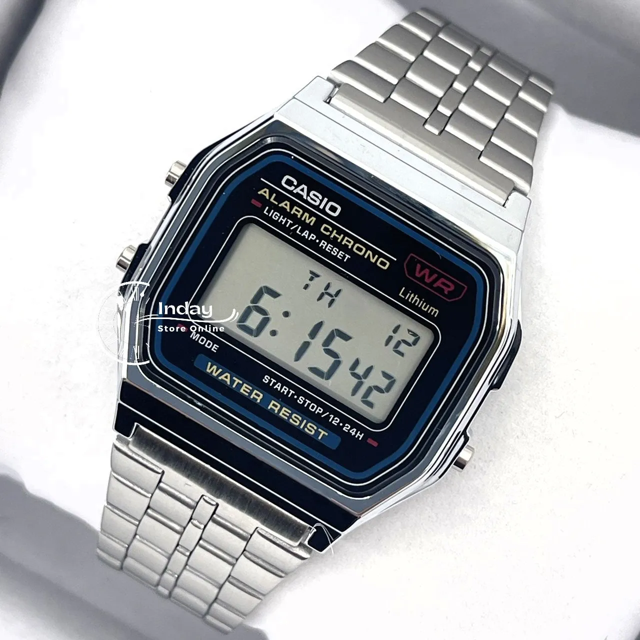 Casio Vintage Unisex Watch A159WA-N1 Stainless Steel Band Adjustable Clasp Battery Life 7-Years