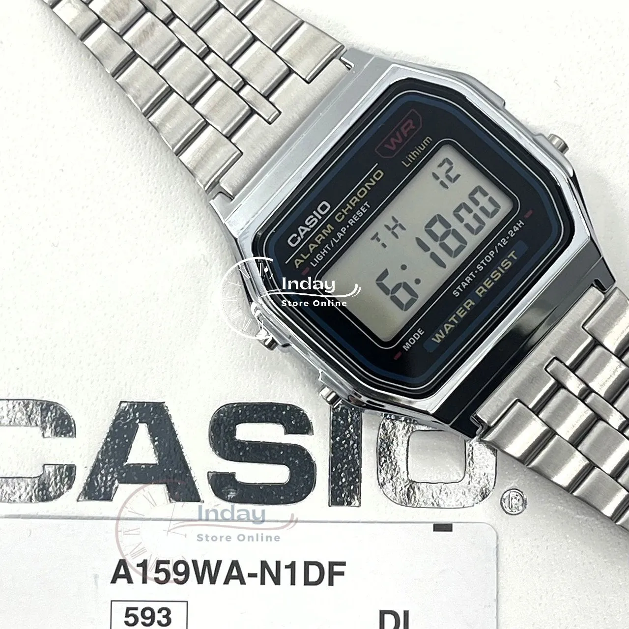 Casio Vintage Unisex Watch A159WA-N1 Stainless Steel Band Adjustable Clasp Battery Life 7-Years