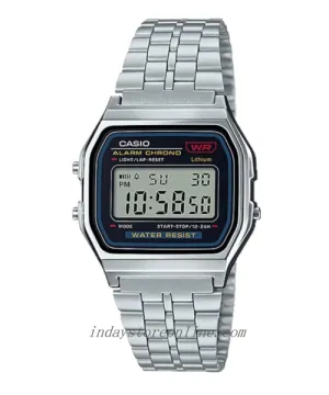 Casio Vintage Unisex Watch A159WA-N1 Stainless Steel Band Adjustable Clasp Battery Life 7-Years