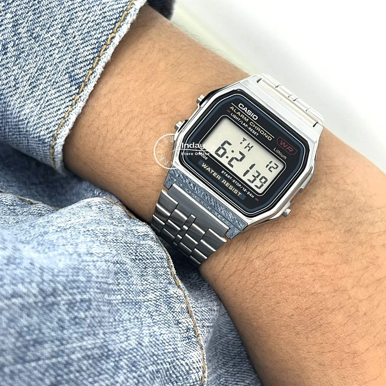 Casio Vintage Unisex Watch A159WA-N1 Stainless Steel Band Adjustable Clasp Battery Life 7-Years