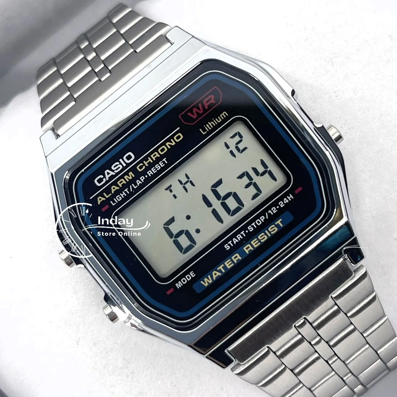Casio Vintage Unisex Watch A159WA-N1 Stainless Steel Band Adjustable Clasp Battery Life 7-Years