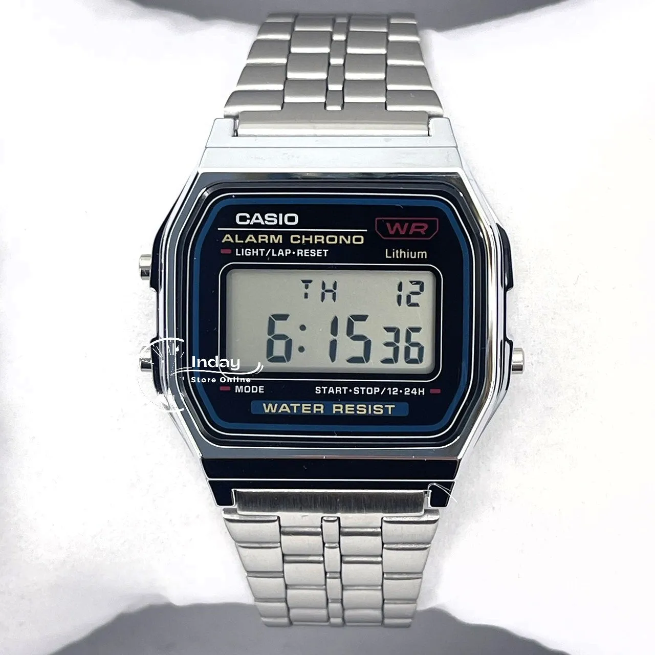 Casio Vintage Unisex Watch A159WA-N1 Stainless Steel Band Adjustable Clasp Battery Life 7-Years
