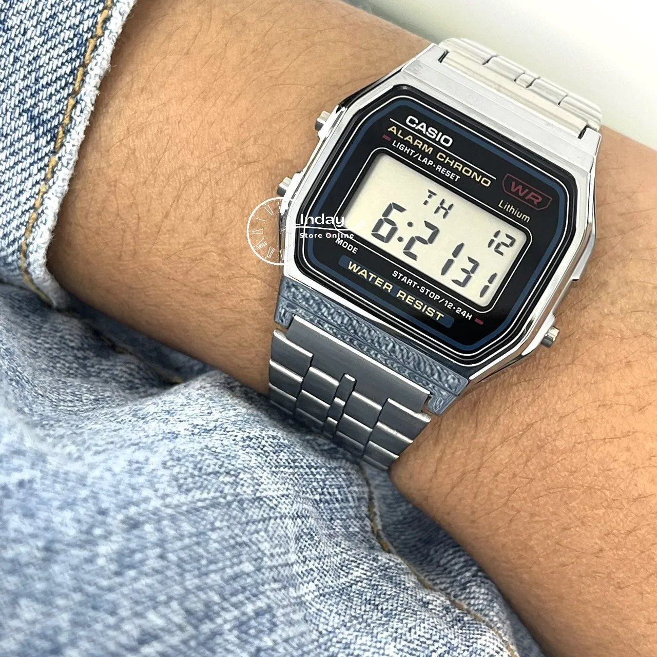 Casio Vintage Unisex Watch A159WA-N1 Stainless Steel Band Adjustable Clasp Battery Life 7-Years
