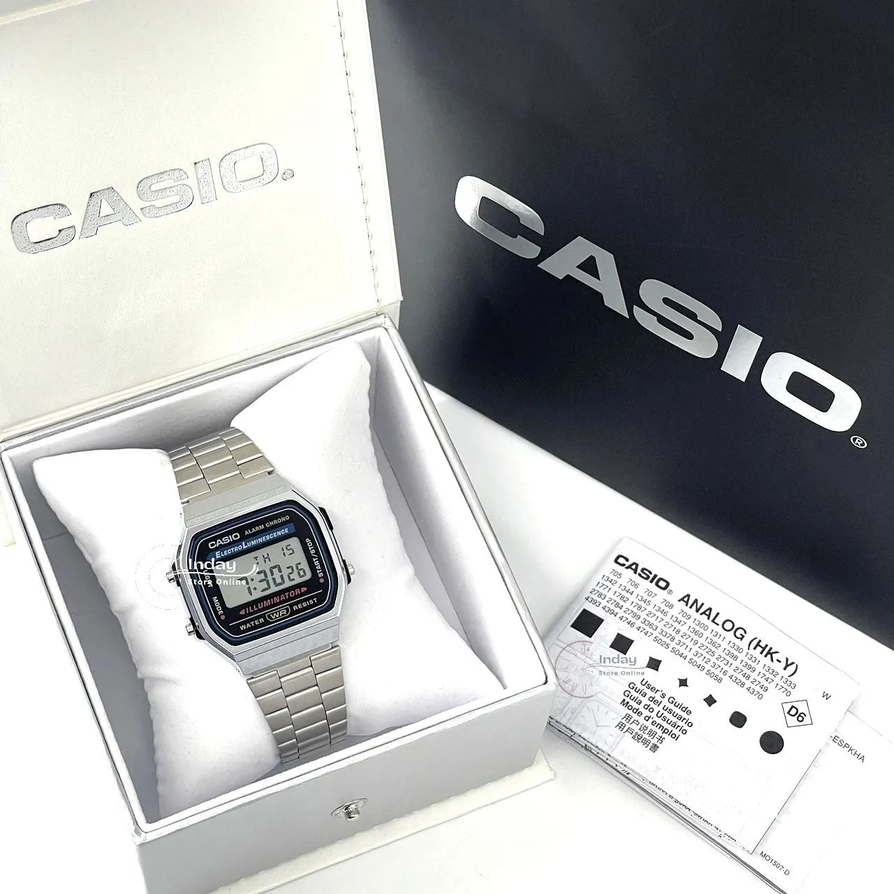 Casio Vintage Unisex Watch A168WA-1 Silver Plated Stainless Steel Self-adjustable Band