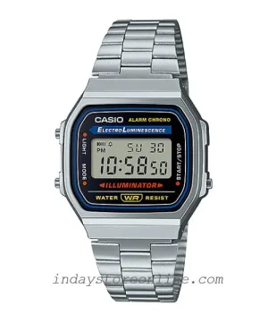 Casio Vintage Unisex Watch A168WA-1 Silver Plated Stainless Steel Self-adjustable Band