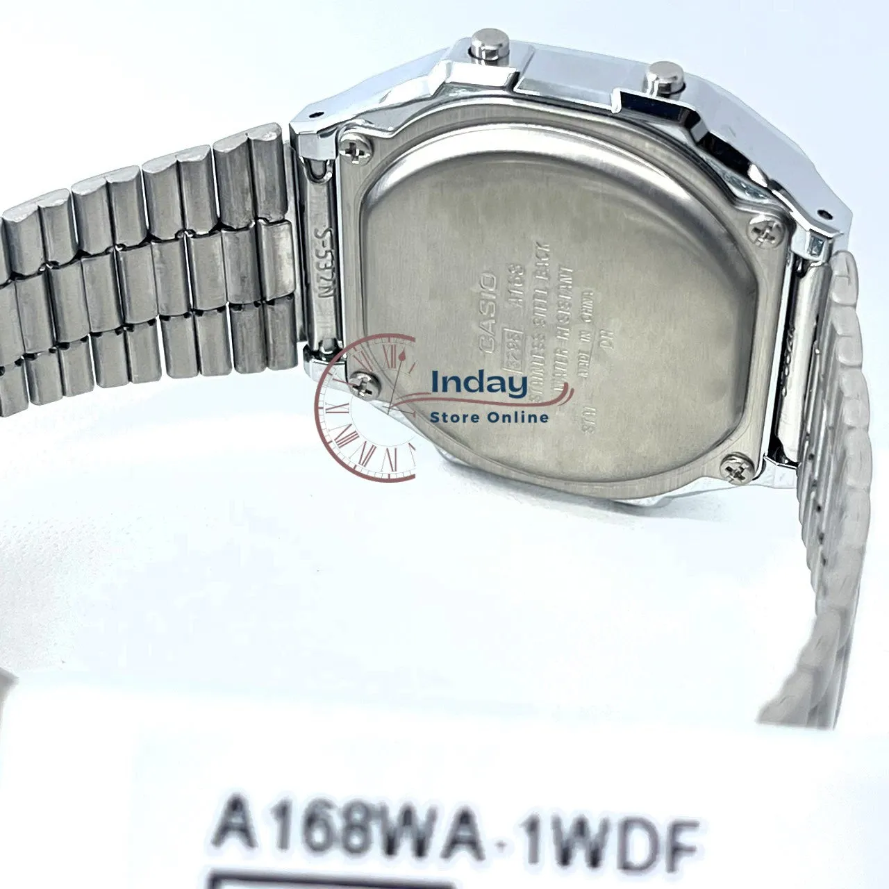 Casio Vintage Unisex Watch A168WA-1 Silver Plated Stainless Steel Self-adjustable Band