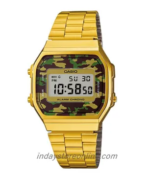 Casio Vintage Unisex Watch A168WEGC-3 Gold Plated Stainless Steel Strap Self-adjustable Band