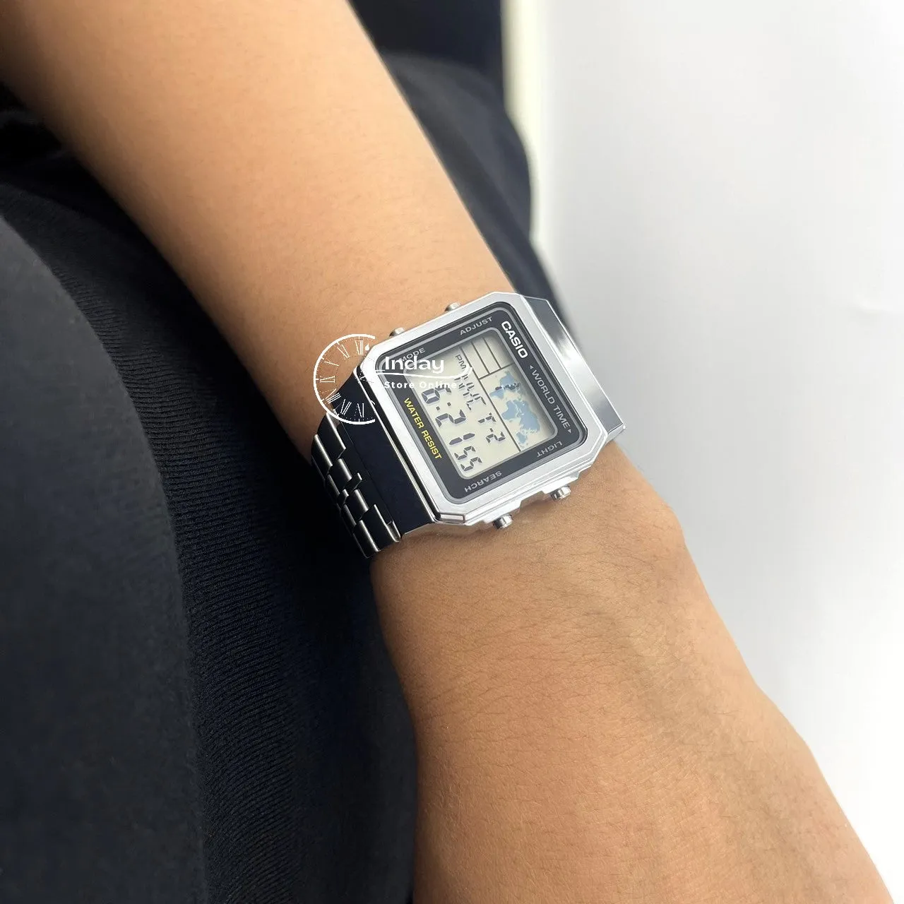 Casio Vintage Unisex Watch A500WA-1 Silver Plated Stainless Steel Self-adjustable Band