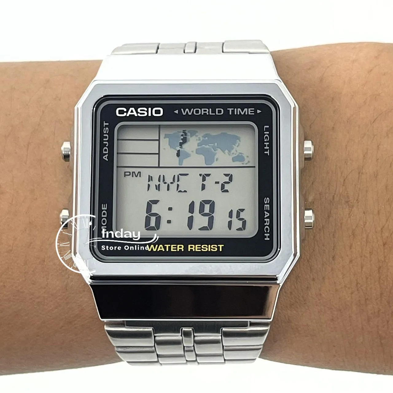 Casio Vintage Unisex Watch A500WA-1 Silver Plated Stainless Steel Self-adjustable Band