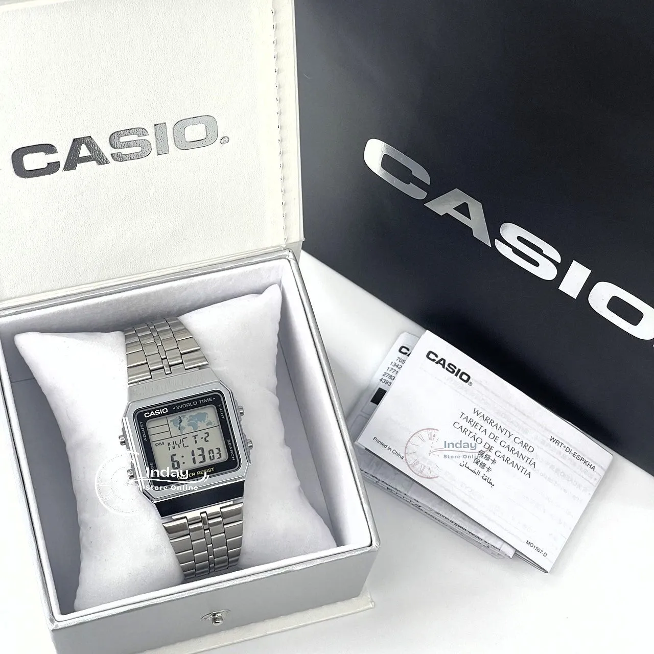 Casio Vintage Unisex Watch A500WA-1 Silver Plated Stainless Steel Self-adjustable Band
