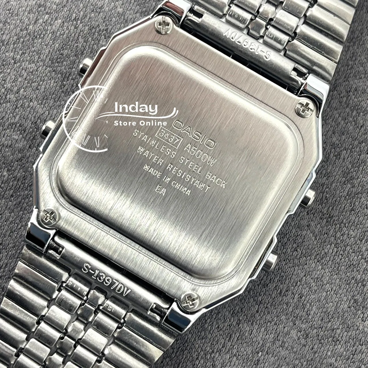 Casio Vintage Unisex Watch A500WA-7 Silver Plated Stainless Steel Strap Self-adjustable Band