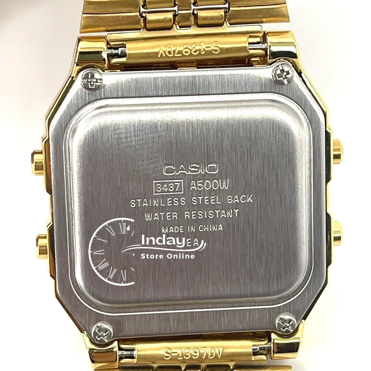 Casio Vintage Unisex Watch A500WGA-9 Gold Plated Stainless Steel Strap Self-adjustable Band