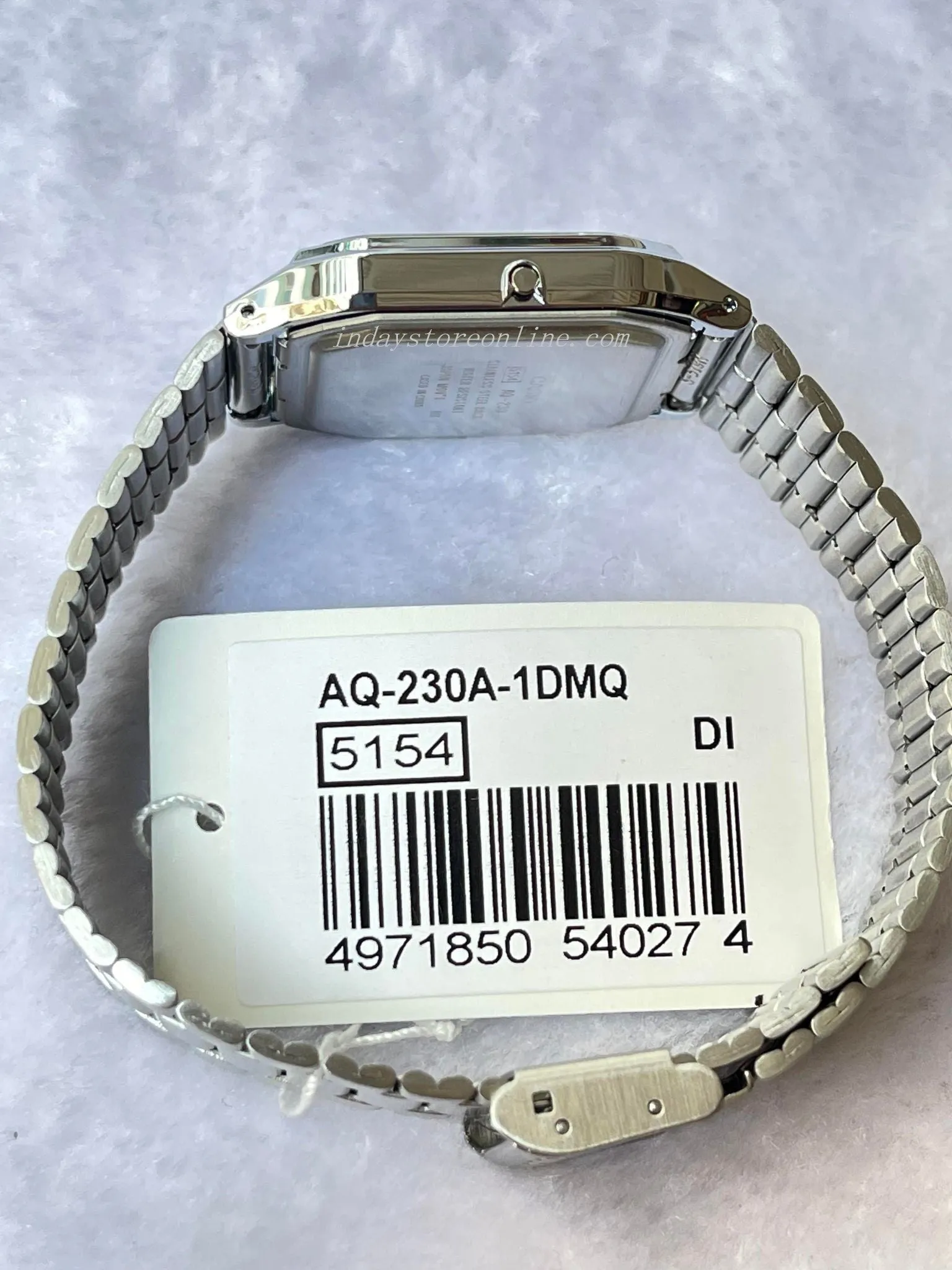 Casio Vintage Unisex Watch AQ-230A-1D Silver Plated Stainless Steel Self-adjustable Band