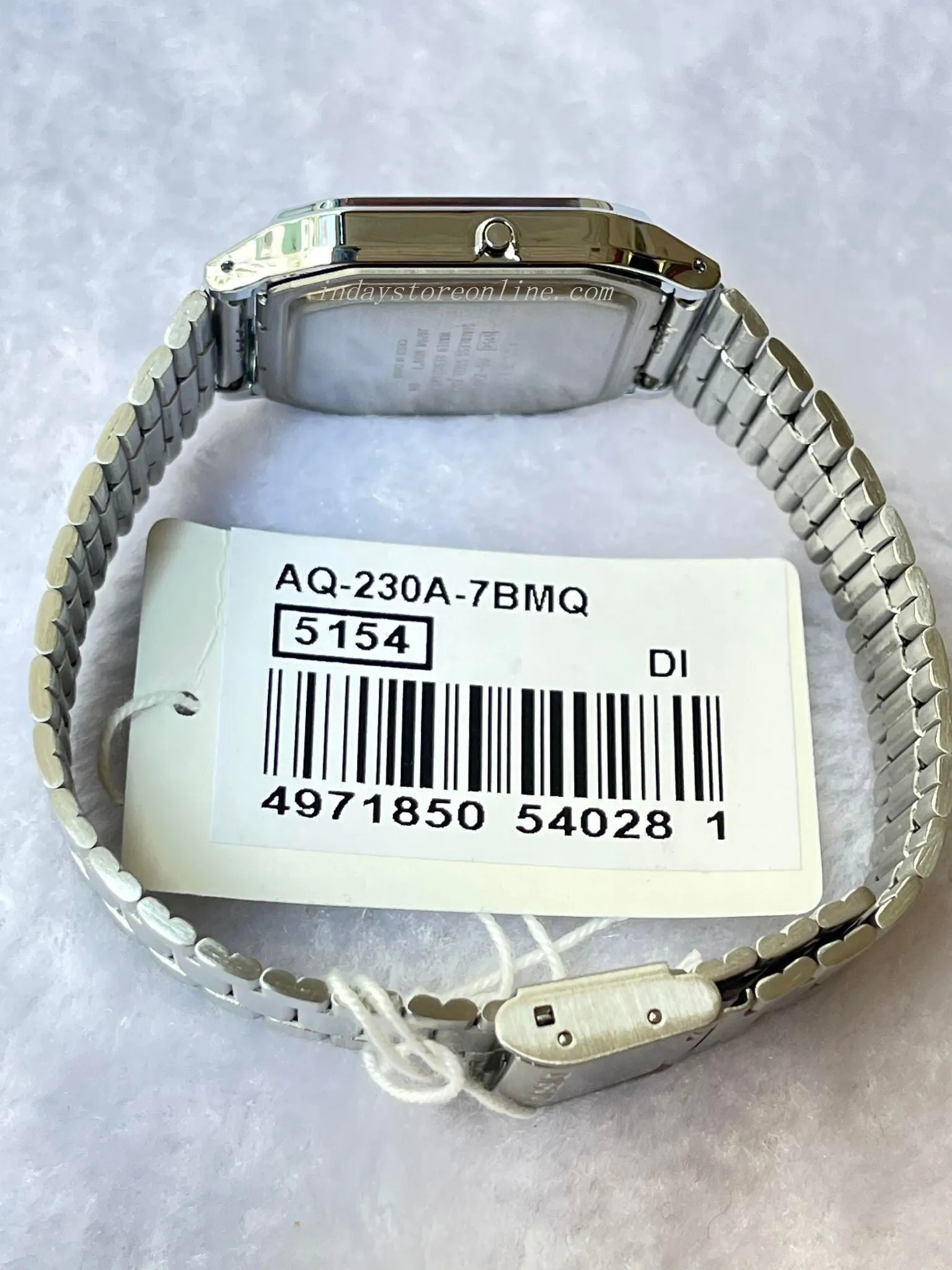 Casio Vintage Unisex Watch AQ-230A-7B Silver Plated Stainless Steel Self-adjustable Band
