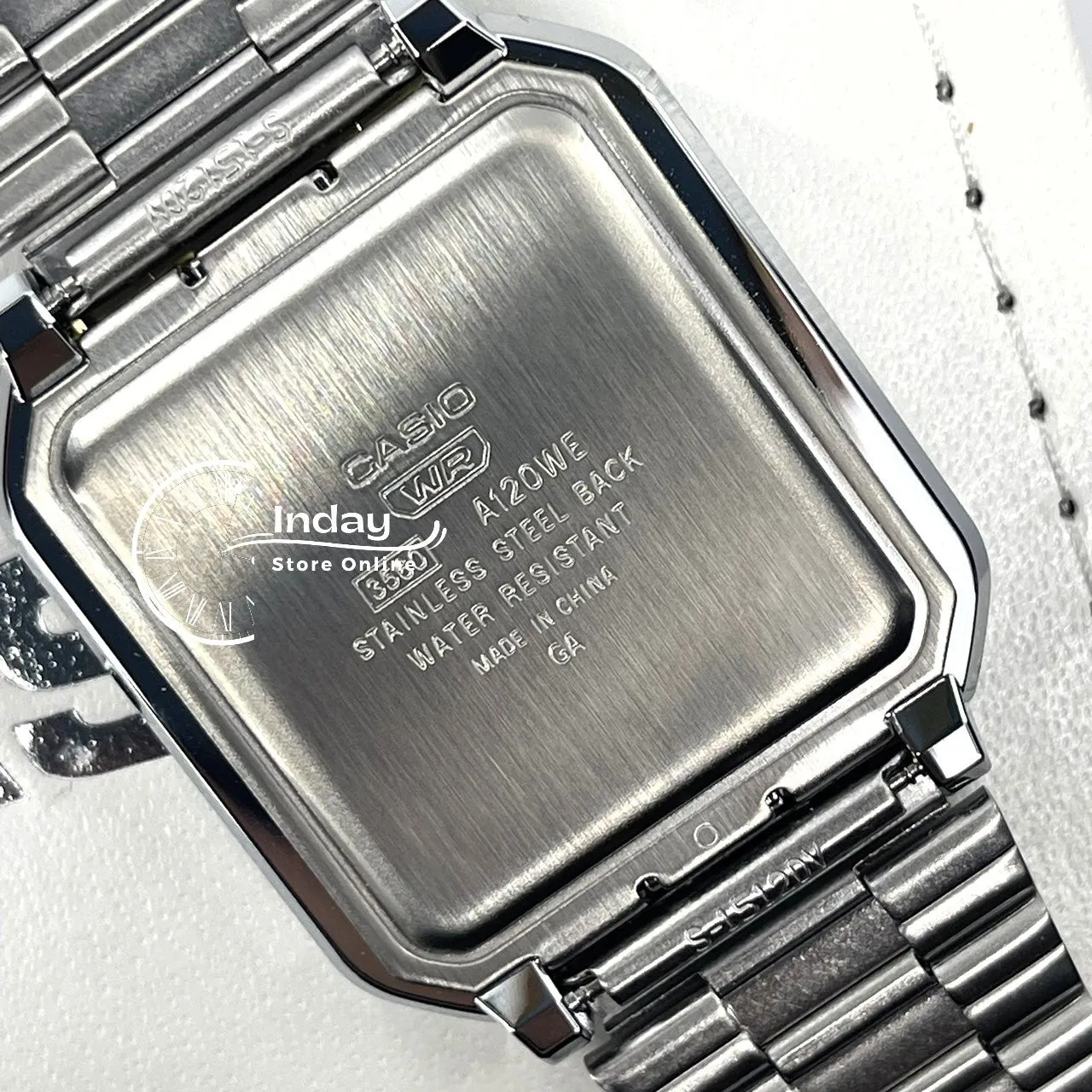 Casio Vintage Women's Watch A120WE-1A Resin Glass Stainless Steel Band Adjustable Clasp