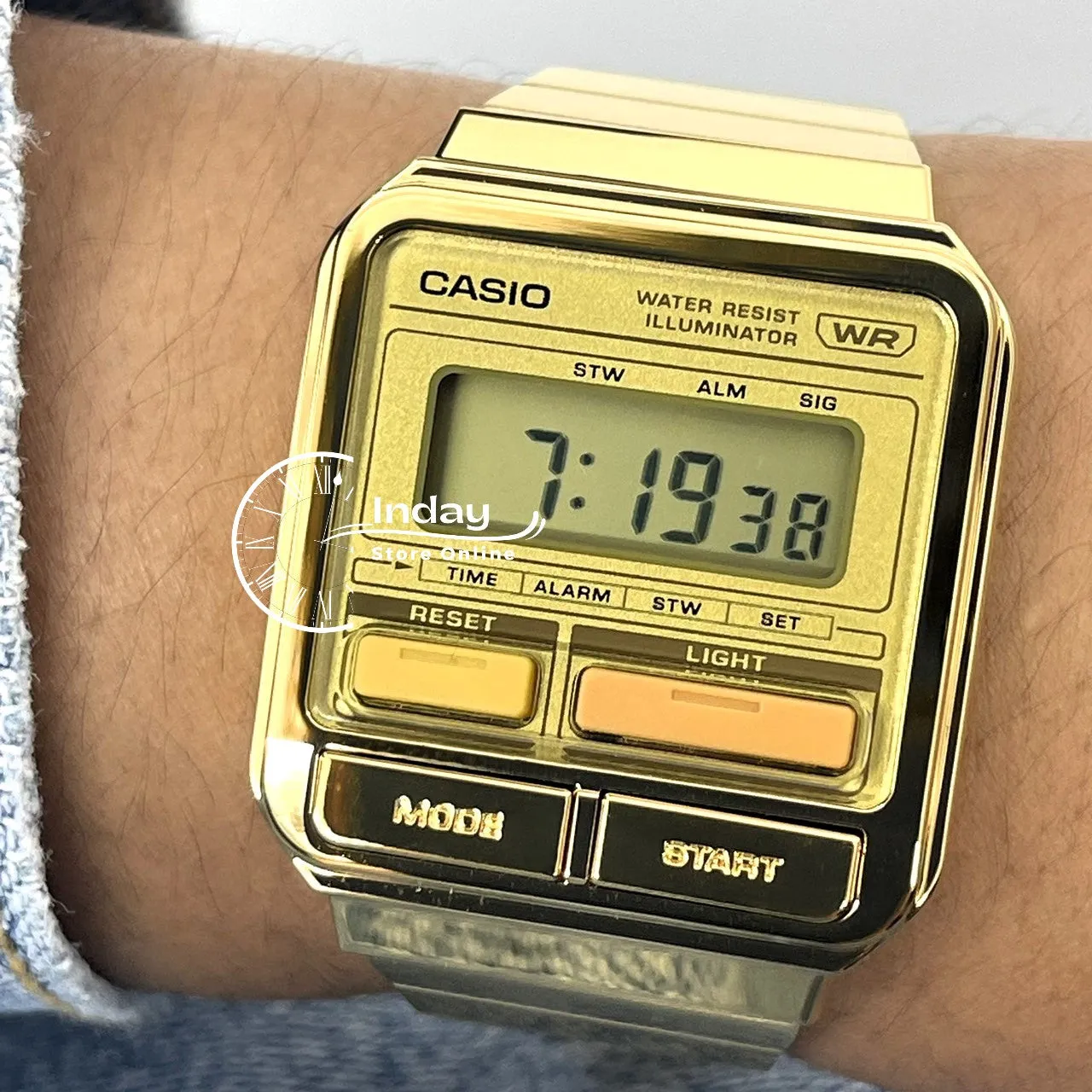 Casio Vintage Women's Watch A120WEG-9A Resin Glass Stainless Steel Band Adjustable Clasp